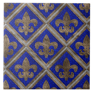 Carreau motif en mosaïque de fleur de lis