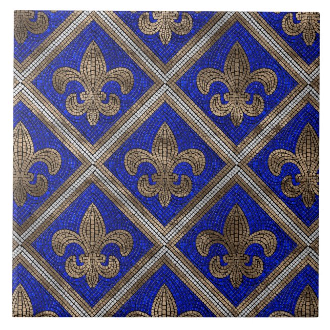 Carreau motif en mosaïque de fleur de lis (Devant)