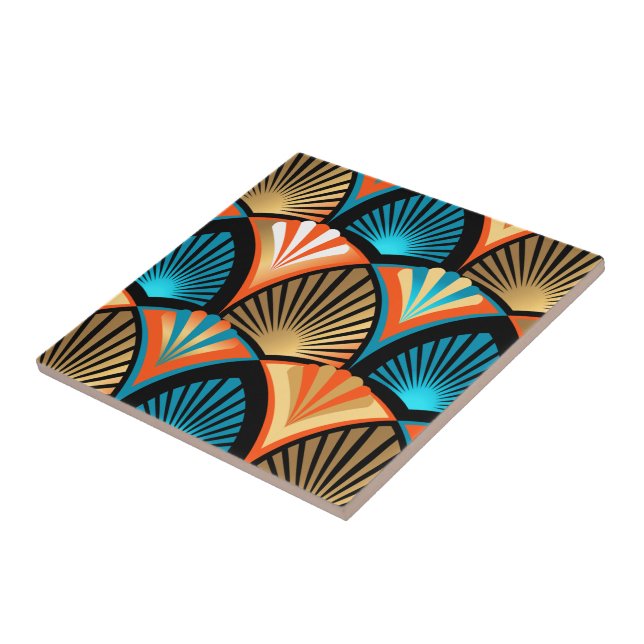 Carreau Motif en or feuille de palme géométrique Art Déco (Côté)