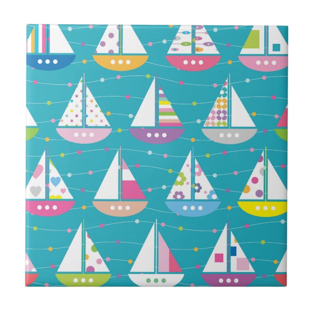 Carreau Motif en pastel de voilier (Devant)