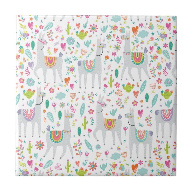 Carreau Motif en pastel mignon de lama (Devant)