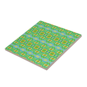 Carreau Motif en treillis bleu vert orange violet crémeux
