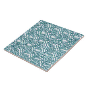 Carreau Motif ethnique chic d'Ogee dans Teal sur le blanc