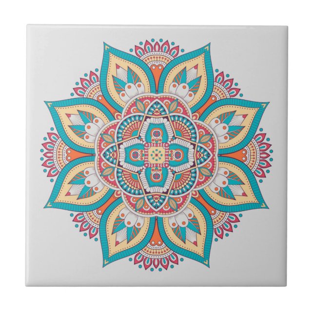 Carreau motif ethnique marocain de mandala (Devant)