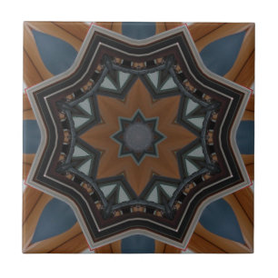 Carreau Motif étoile brun kaléidoscope...