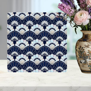 Carreau Motif Éventail Art Déco Bleu Nuit Perle Argenté