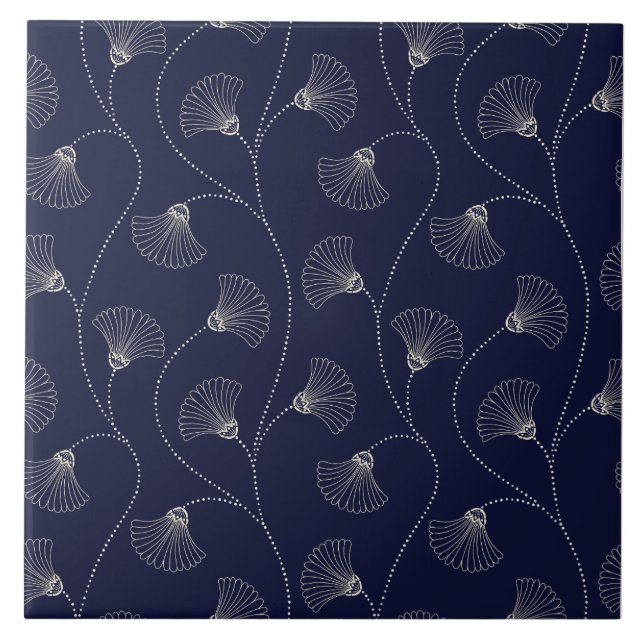 Carreau Motif éventail floral Art Déco  (Devant)