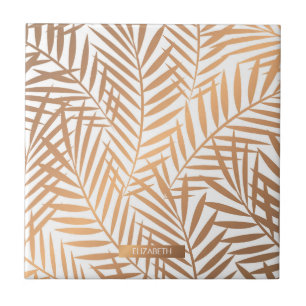 Carreau Motif feuille de palmier d'or