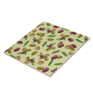 Carreau Motif Feuille d'olive et d'olive rustique