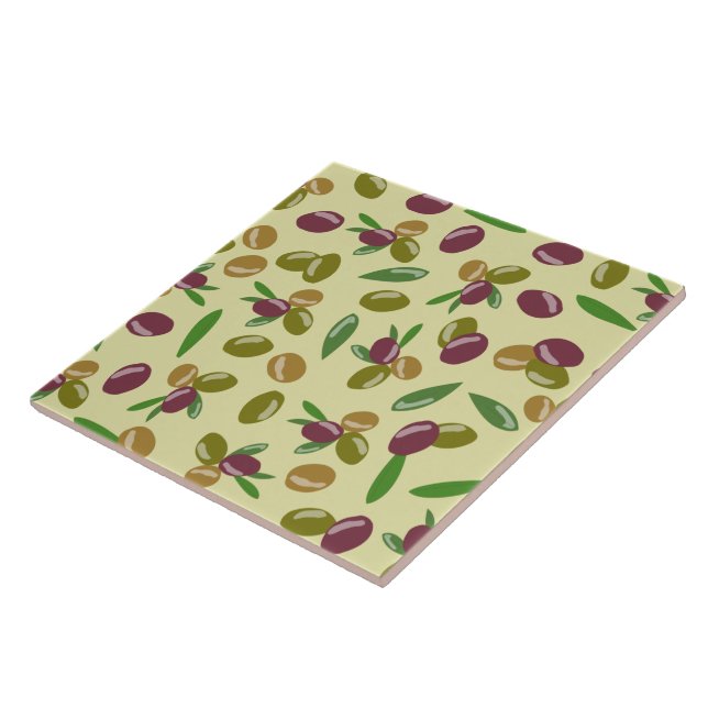 Carreau Motif Feuille d'olive et d'olive rustique (Côté)