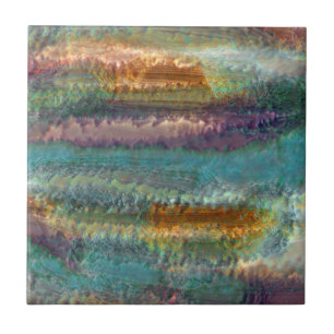Carreau motif feuille patina vert Abstrait