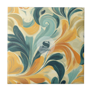 Carreau Motif feuille vintage inspiré par Paisley (1)