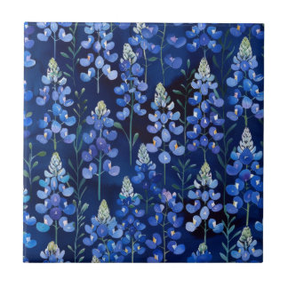 Carreau Motif Fleur sauvage Bluebonnet, bleu foncé Floral