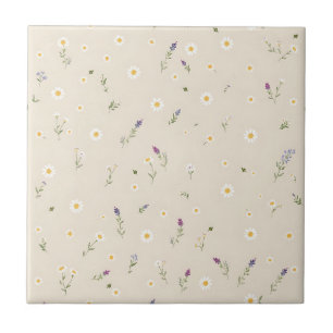 Carreau Motif Fleur sauvage éparpillé avec marguerites