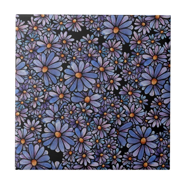 Carreau Motif Fleur sauvage violet (Devant)