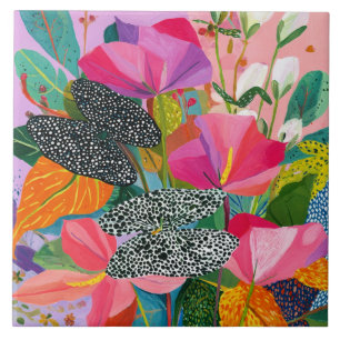 Carreau Motif floral abstrait coloré