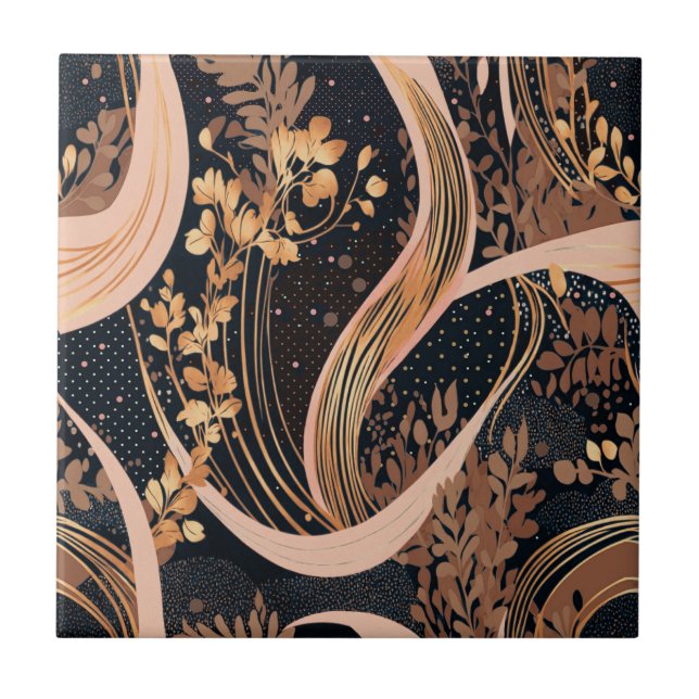 Carreau motif floral Abstrait, pois, vignes (Devant)