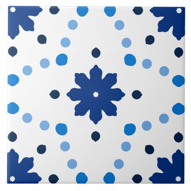 Carreau Motif Floral bleu et blanc (Devant)