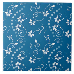 Carreau Motif floral bleu turquoise