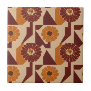 Carreau Motif floral botanique bohème d'automne