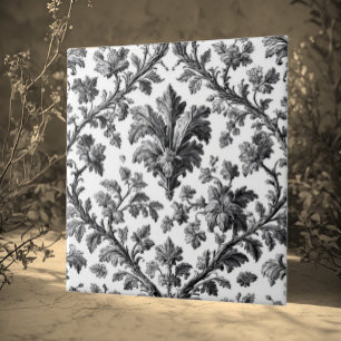 Carreau Motif Floral Campagnard Rustique Élégant Monochrom