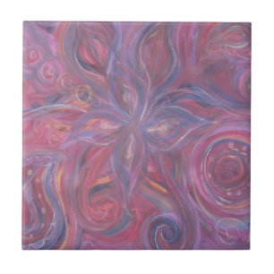 Carreau motif floral d'abrégé sur pourpre rouge