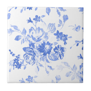 Carreau Motif floral de fleur bleue vintage