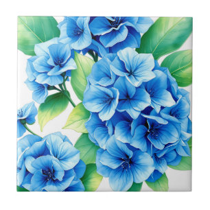 Carreau Motif floral de fleurs d'hortensia bleu