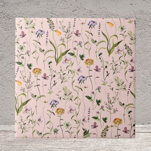 Carreau Motif floral de jardin de fleurs sauvages à l'aqua