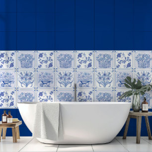 Carreau Motif floral Delft bleu et blanc