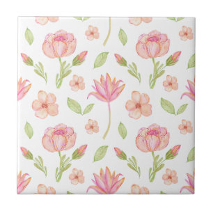 Carreau Motif floral élégant avec pivoines roses et lis