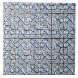 Carreau motif floral gris bleu argile inspiré