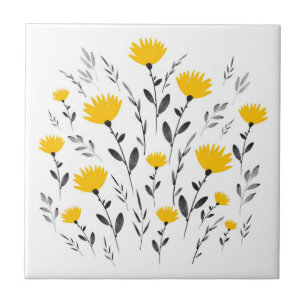 Carreau Motif floral gris-jaune moderne