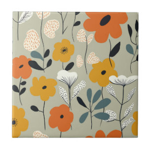 Carreau Motif Floral Indépendant du milieu du siècle