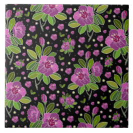 Carreau Motif floral Lilac rose vert noir