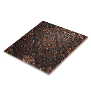 Carreau Motif floral marron cuivre et noir sans couture