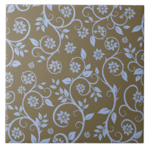 motif floral moderne bleu et marron