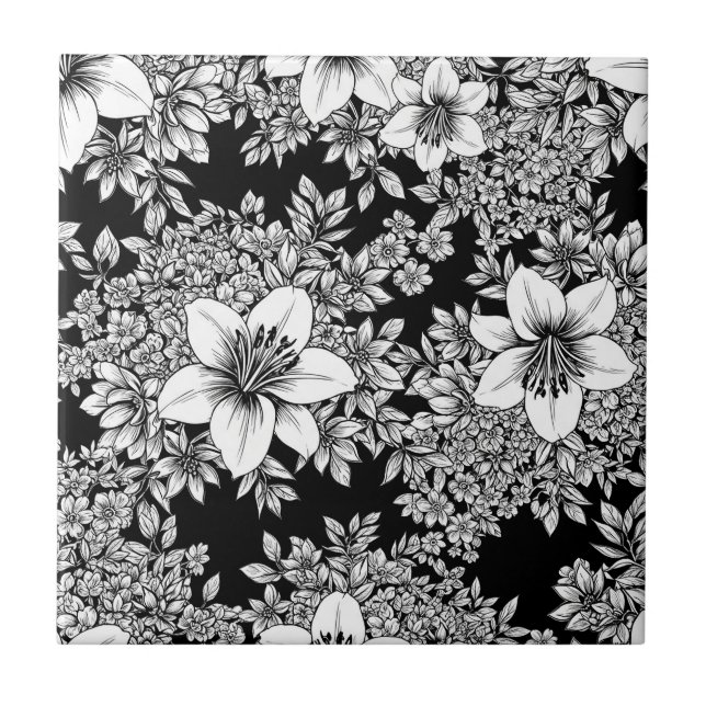 Carreau Motif floral monochrome chic de luxe (8) (Devant)