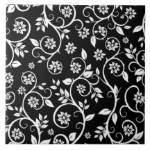 Motif floral noir et blanc élégant