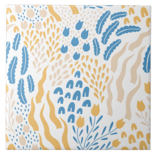 Carreau Motif floral orange bleu rose méditerranéen Mignon
