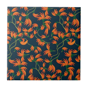 Carreau Motif floral orange fluide