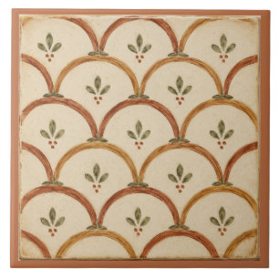 Carreau Motif floral populaire en terre cuite à coquille S