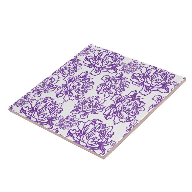 Carreau motif floral pourpre carrelé (Côté)