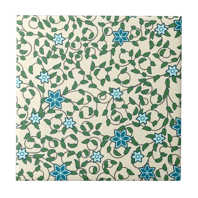 Carreau Motif floral sans couture sur fond beige (Devant)