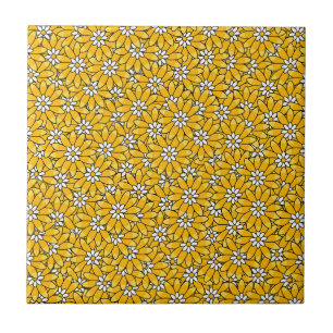 Carreau Motif floral superposé jaune vif