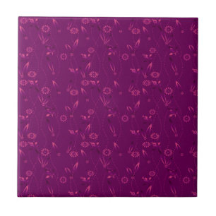 Carreau Motif floral uni rétro bordeaux