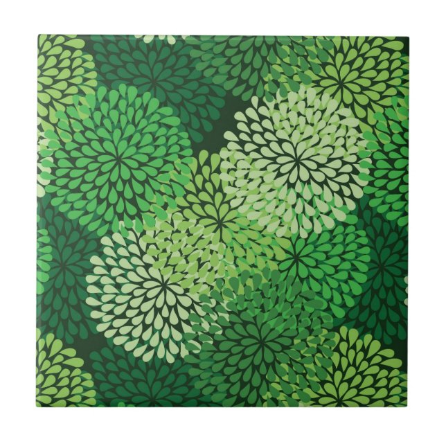 Carreau Motif floral vert (Devant)