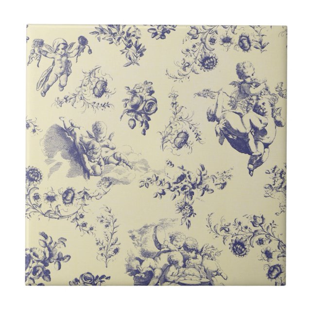 Carreau Motif français bleu d'ange de pays de Toile (Devant)