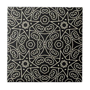 Carreau Motif géométrique abstrait élégant noir et blanc