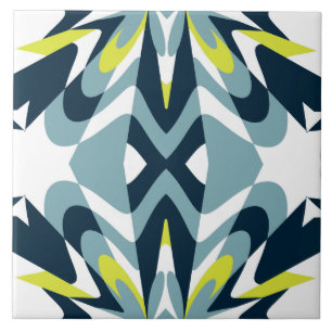 Carreau Motif géométrique Abstrait en marine, Turquoise et